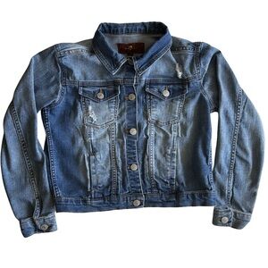 7 For All Mankind Youth Denim Jacket Size Medium Distressed Jean Jacket Kids